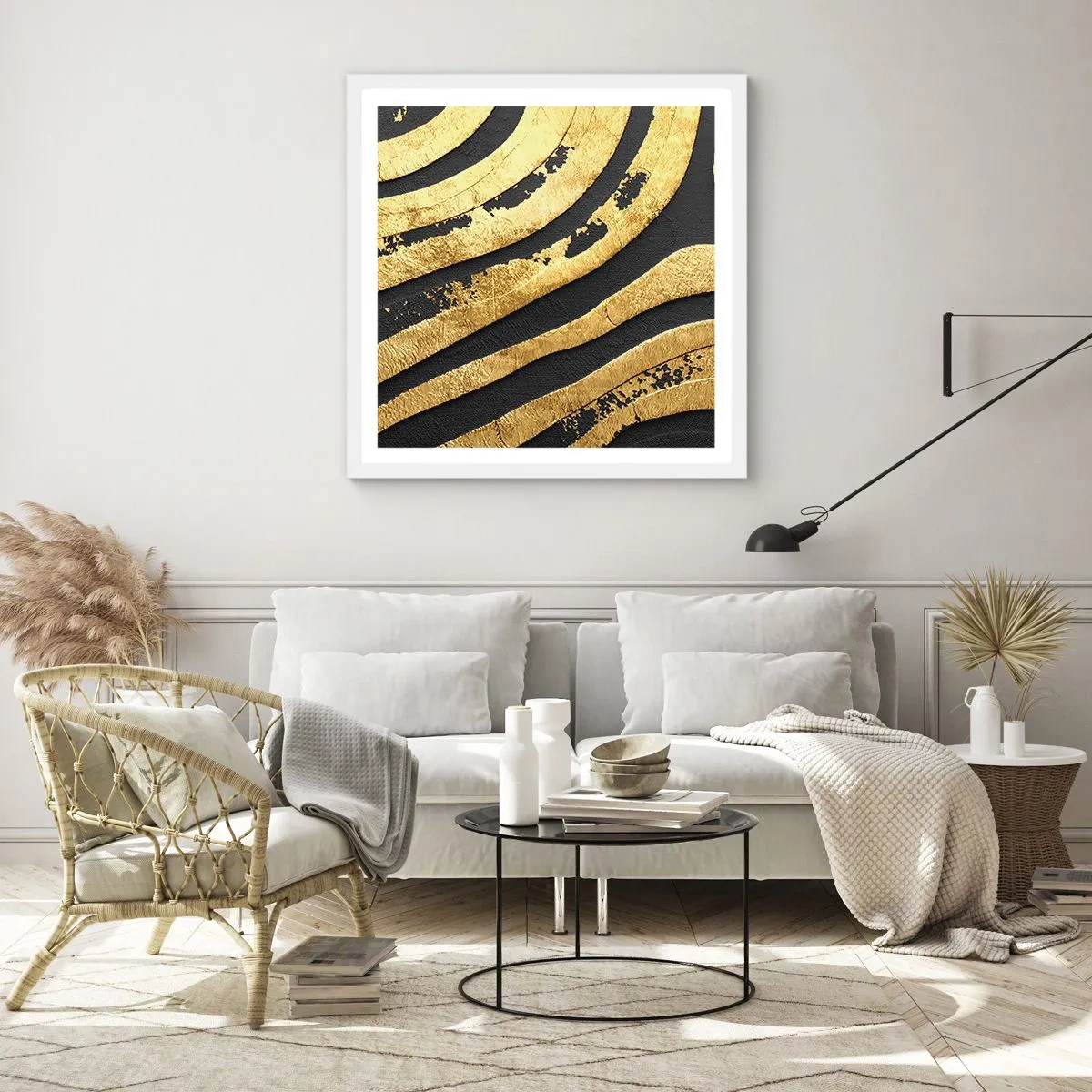 Póster en marco blanco - Todo fluye - 40x40 cm