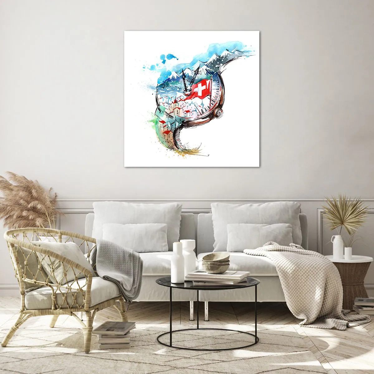 Cuadro sobre vidrio - Impresiones sobre Vidrio - El espíritu de Suiza - 50x50 cm