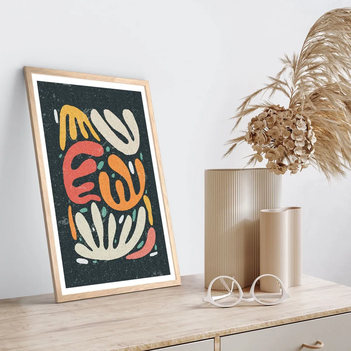 Póster en marco roble claro - Composición - Estoy a punto de atraparte - 50x70 cm