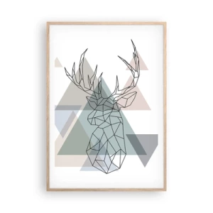 Póster en marco roble claro - En un bosque geométrico - 70x100 cm