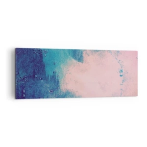 Cuadro sobre lienzo - Impresión de Imagen - Textura abstracta en tonos rosa y azul. - 140x50cm - Abrazo azul - Decoración de pared moderna para salón y dormitorio ARTTOR
