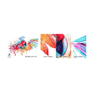 Muestra de fotomural autoadhesivo Deluxe Sticker - . - Loro, Pájaro, Abstracción - 100x30 cm