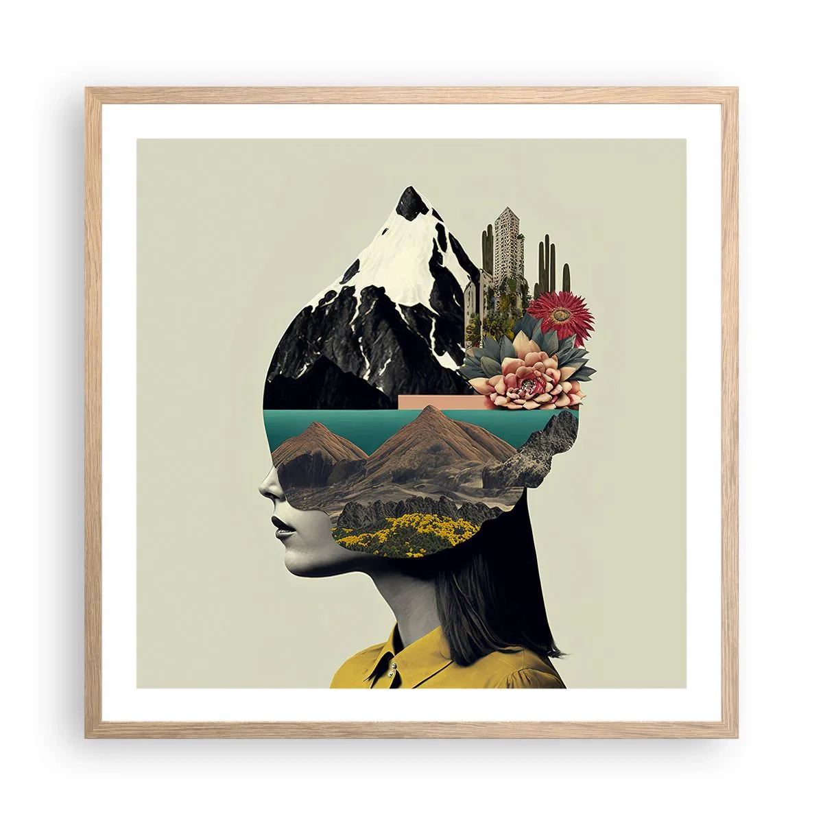 Póster en marco roble claro - La mujer, siempre un misterio - 60x60 cm