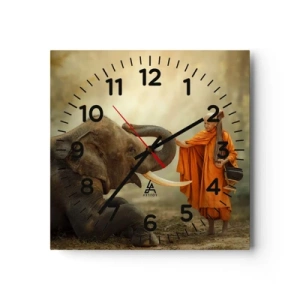 Reloj de pared - Reloj de vidrio - Un encuentro en un viaje - 30x30 cm