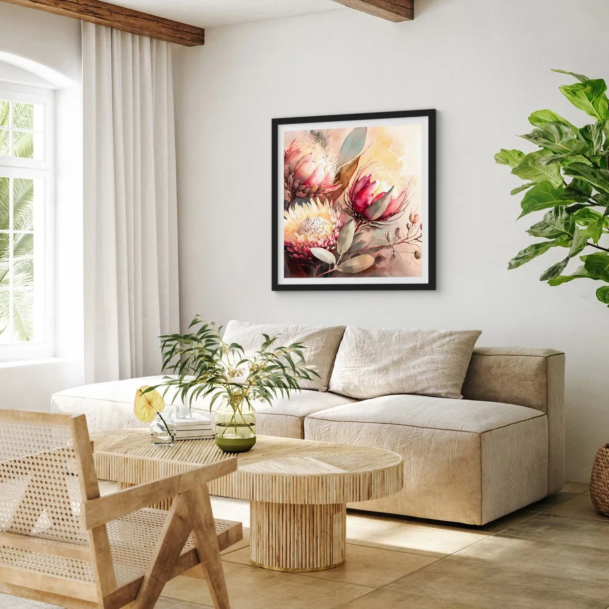 Póster en marco negro - De perfil y de frente - 40x40 cm