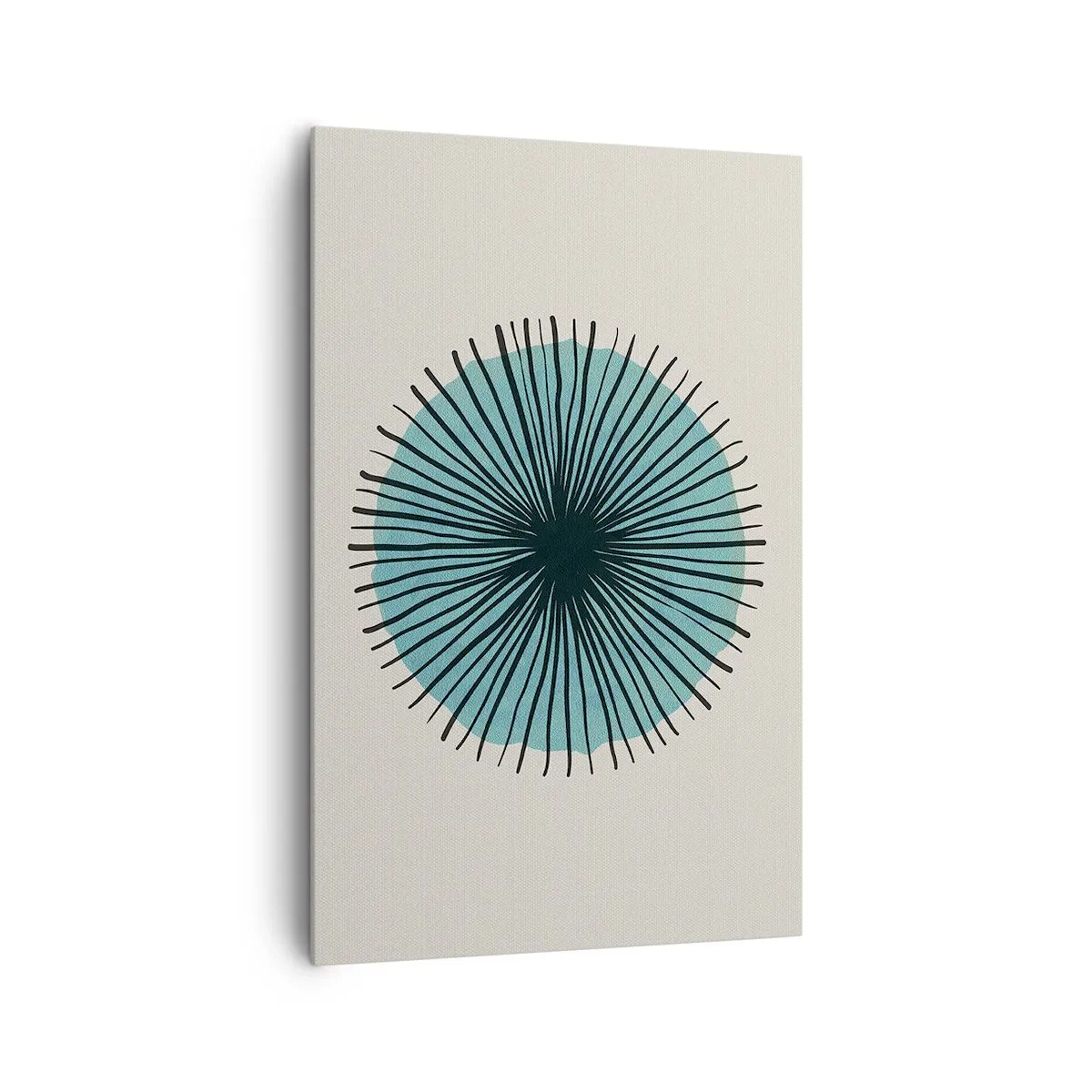 Cuadro sobre lienzo - Impresión de Imagen - Forma circular abstracta con rayos azules - 80x120cm - Radiante en azul - Decoración de pared moderna para salón y dormitorio ARTTOR