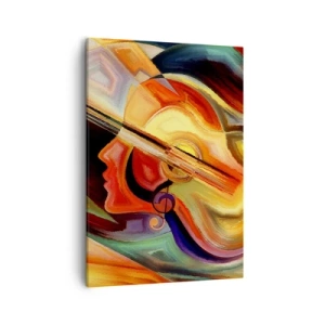 Cuadro sobre lienzo - Impresión de Imagen - Abstracción colorida inspirada en la música y la guitarra. - 50x70cm - Juego musical - Decoración de pared moderna para salón y dormitorio ARTTOR
