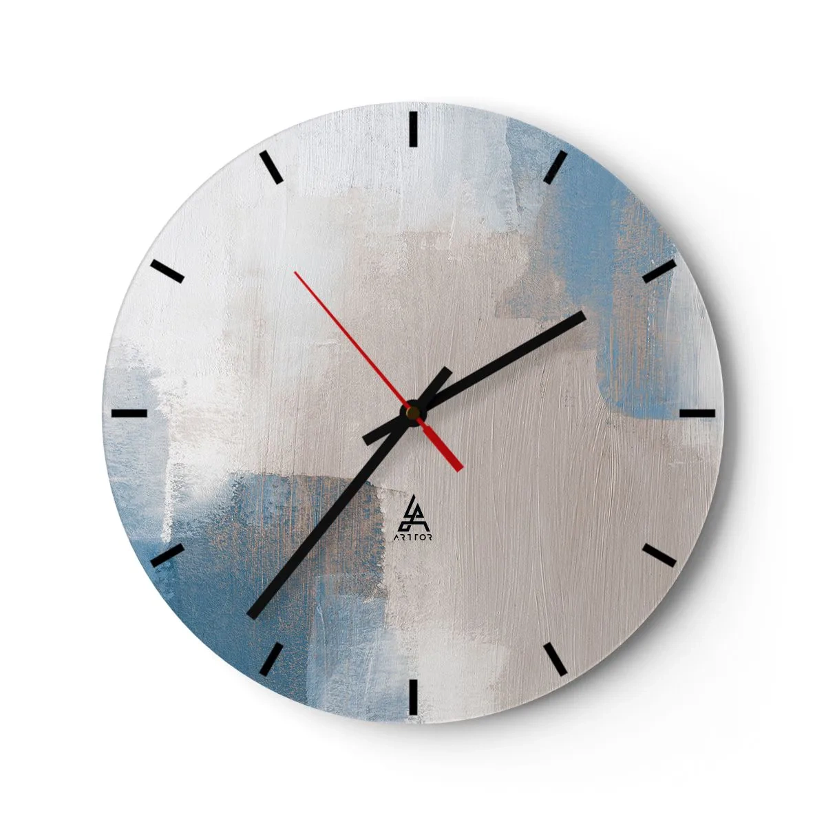 Reloj de pared - Reloj de vidrio - Abstracción rosa tras un velo azul - 40x40 cm