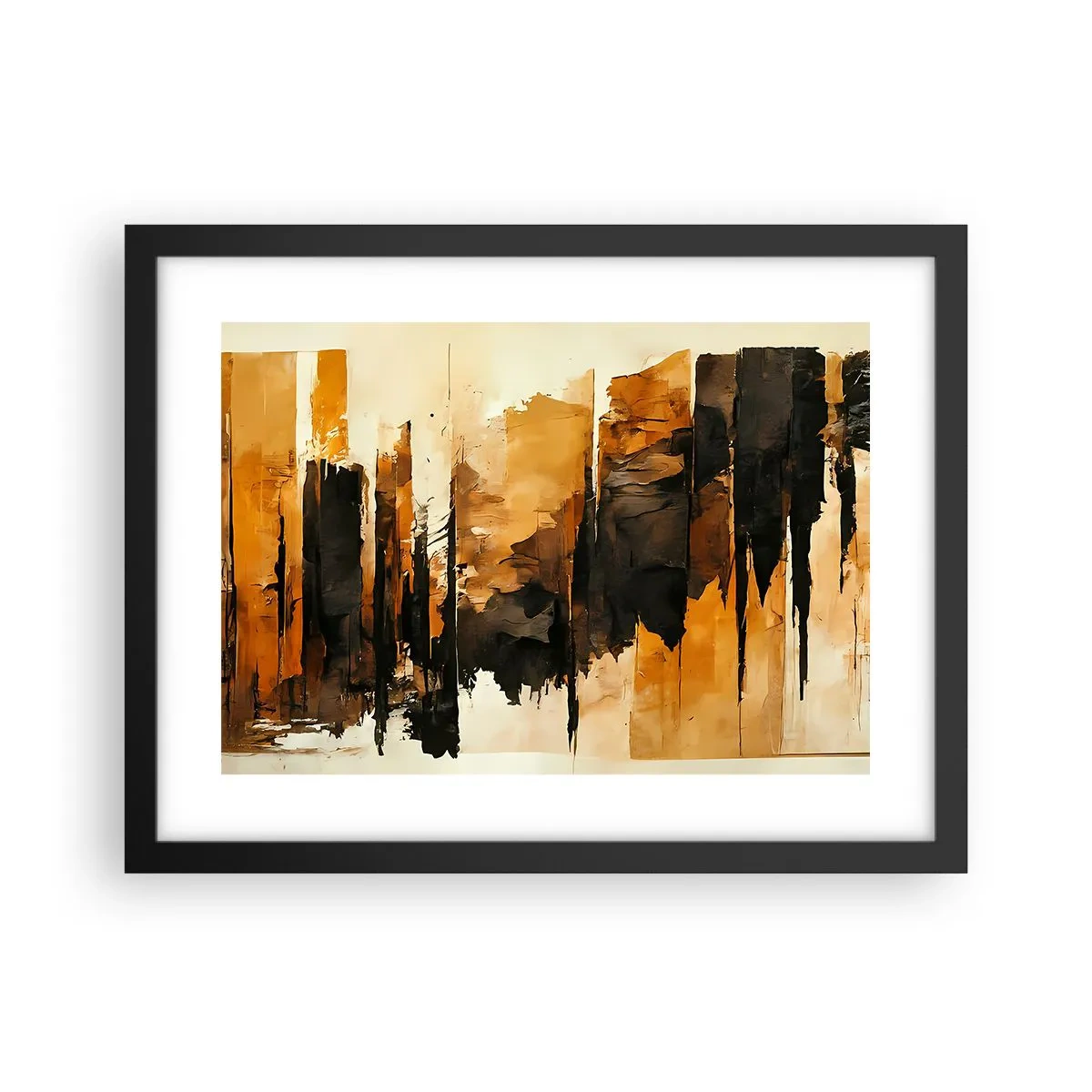 Póster en marco negro - Armonía de negro y oro - 40x30 cm