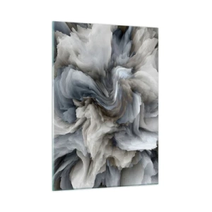 Cuadro sobre vidrio - Impresiones sobre Vidrio - Una composición abstracta que se asemeja a plumas en espiral. - 50x70cm - Piedra y flor - Decoración de pared moderna para salón y dormitorio ARTTOR