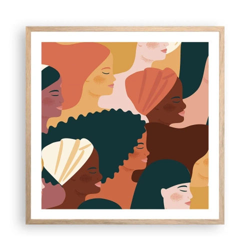 Póster en marco roble claro - La feminidad - 60x60 cm