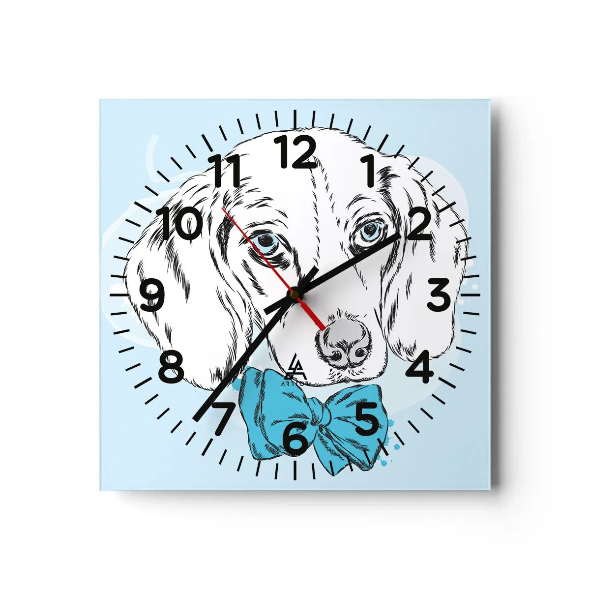 Reloj de pared - Reloj de vidrio - Elegancia canina - 40x40 cm