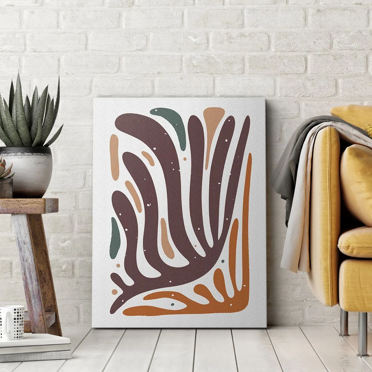 Cuadro sobre lienzo - Impresión de Imagen - Patrón orgánico con líneas radiantes en tonos cálidos. - 50x70cm - Composición orgánica - Decoración de pared moderna para salón y dormitorio ARTTOR