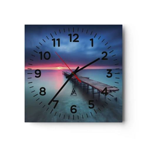 Reloj de pared - Reloj de vidrio - Entre el cielo y el agua - 30x30 cm