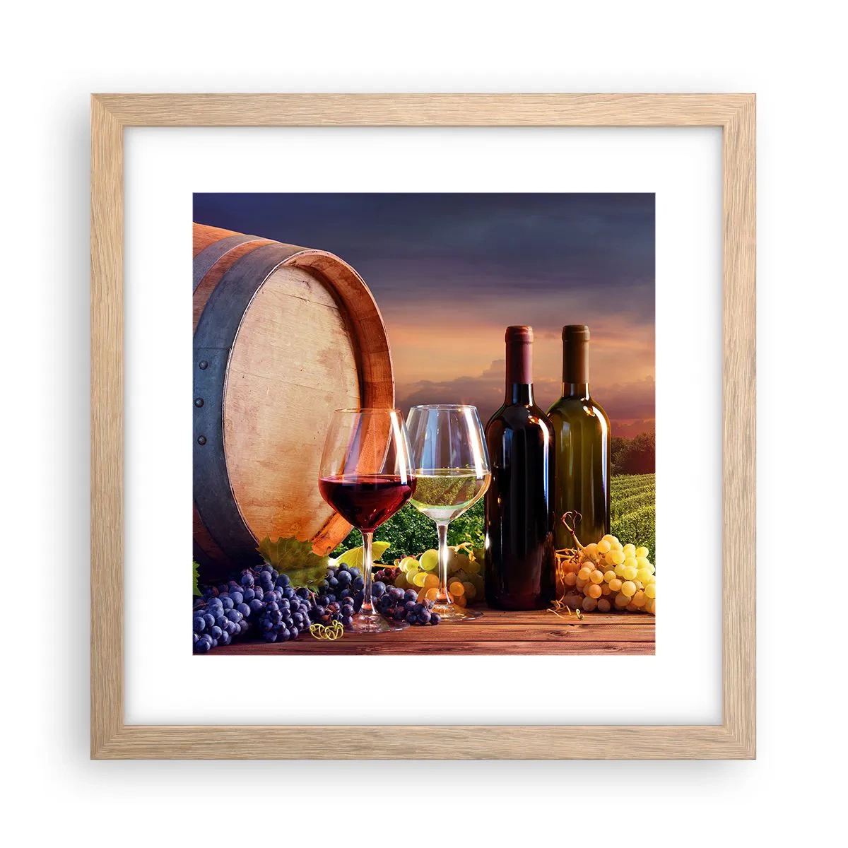 Póster en marco roble claro - Aquí la vida tiene un sabor - 30x30 cm