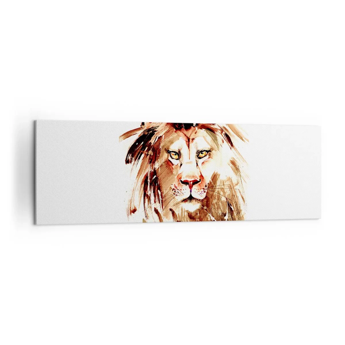 Cuadro sobre lienzo - Impresión de Imagen - Retrato en acuarela de un león con intensos detalles. - 160x50cm - Fuerza y dignidad - Decoración de pared moderna para salón y dormitorio ARTTOR