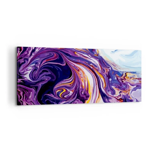 Cuadro sobre lienzo - Impresión de Imagen - Un patrón abstracto dinámico en tonos morado y amarillo. - 120x50cm - Una curva en el violeta - Decoración de pared moderna para salón y dormitorio ARTTOR
