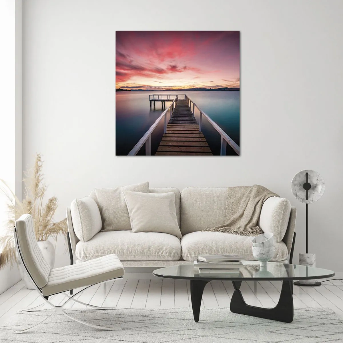 Cuadro sobre vidrio - Impresiones sobre Vidrio - La suave llama del atardecer - 40x40 cm