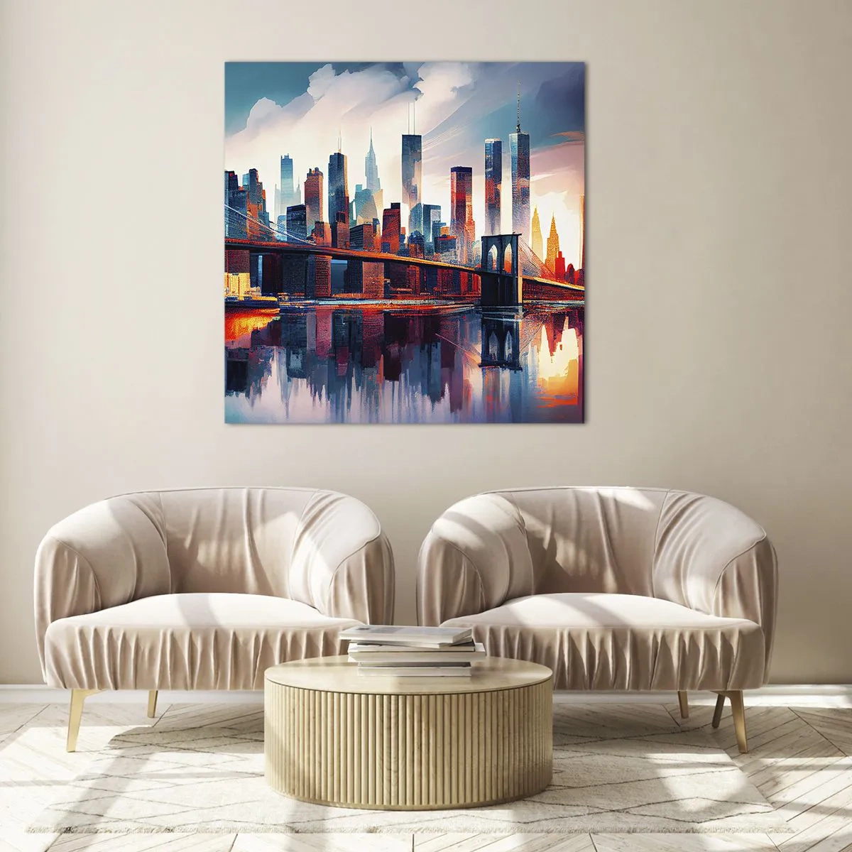 Cuadro sobre vidrio - Impresiones sobre Vidrio - Nueva York siempre luce - 30x30 cm