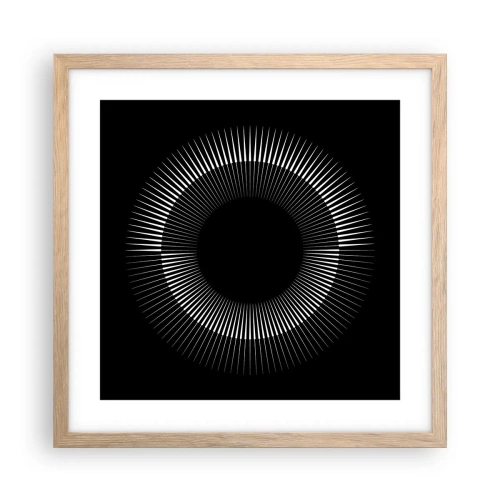 Póster en marco roble claro - Sol negro - 40x40 cm
