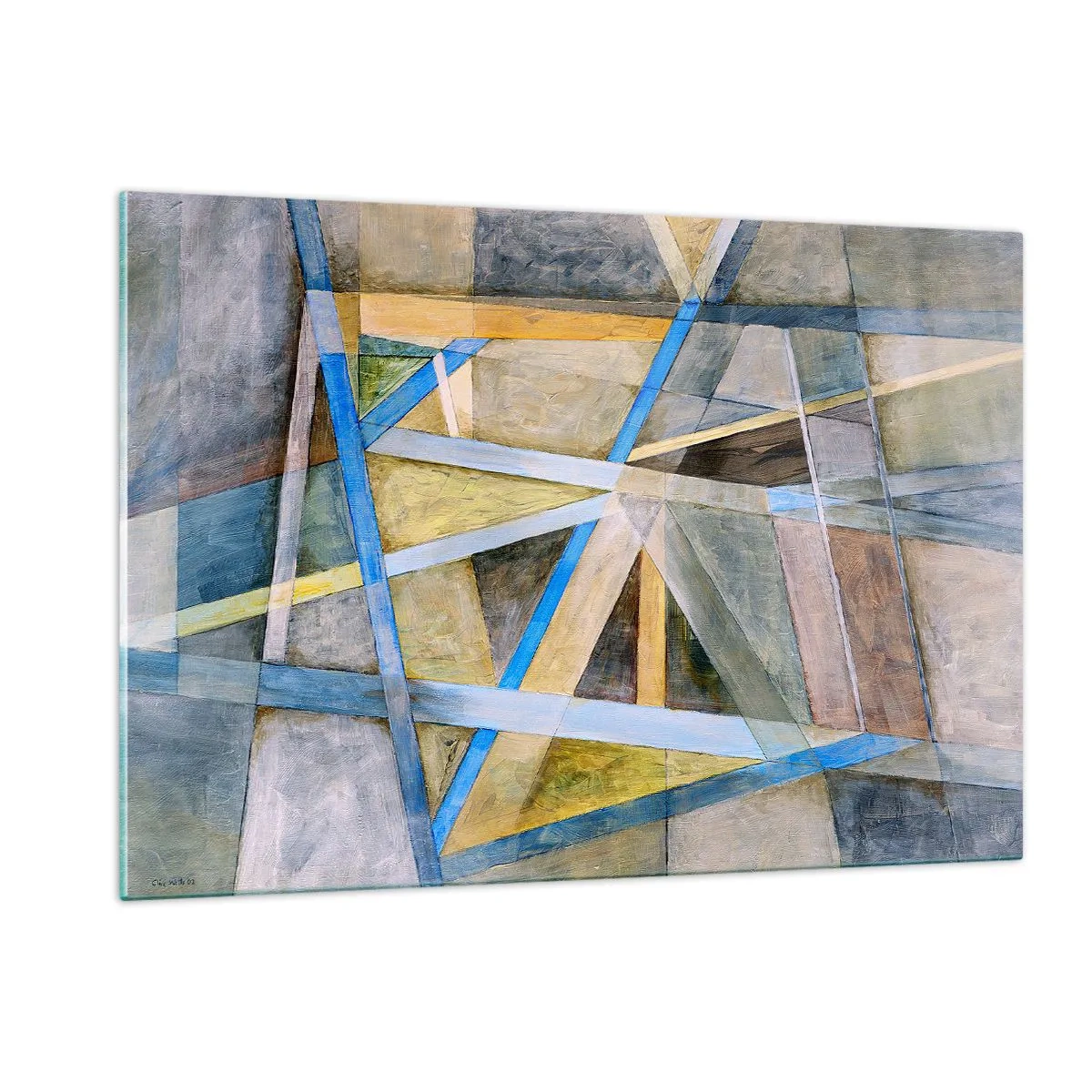 Cuadro sobre vidrio - Impresiones sobre Vidrio - Composición abstracta con formas geométricas - 120x80cm - ¿Recto o inclinado? - Decoración de pared moderna para salón y dormitorio ARTTOR