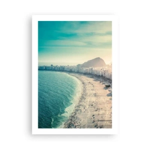 Póster - Vista de la playa y la ciudad al atardecer - 50x70cm - Vacaciones perpetuas en Río - Decoración de pared moderna para salón y dormitorio ARTTOR