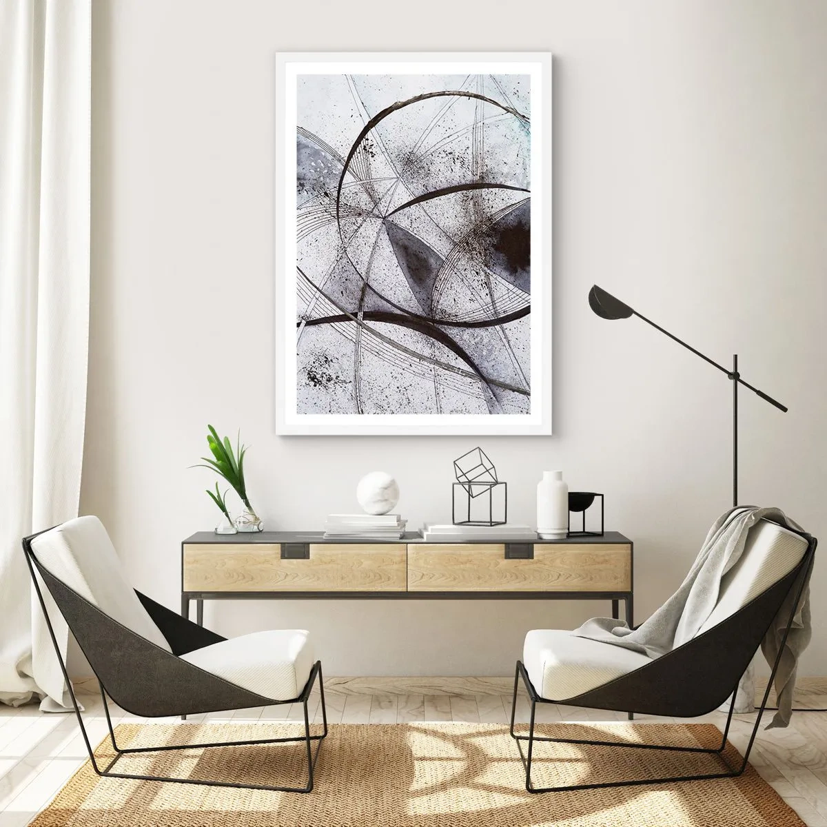 Póster en marco blanco - Fantasía futurista - 61x91 cm