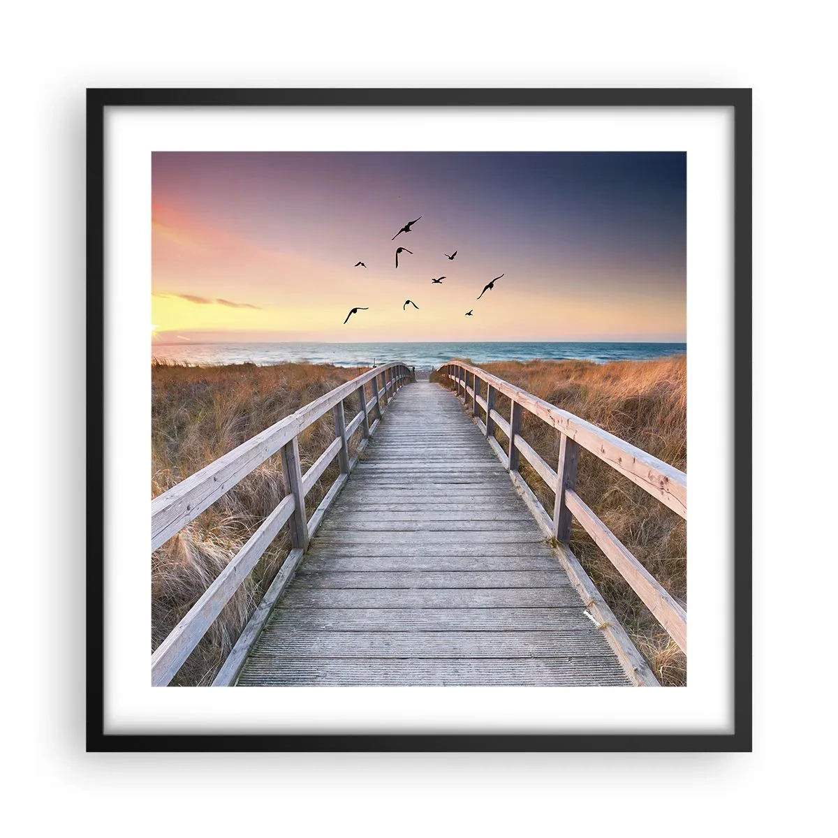 Póster en marco negro - Camino a lo desconocido - 50x50 cm