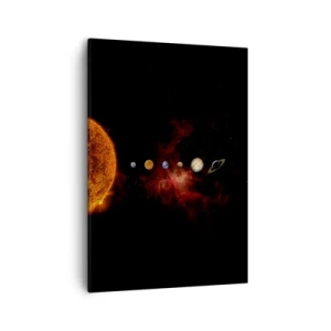 Cuadro sobre lienzo - Impresión de Imagen - El sistema solar con planetas sobre el fondo del espacio. - 50x70cm - Nuestro barrio - Decoración de pared moderna para salón y dormitorio ARTTOR