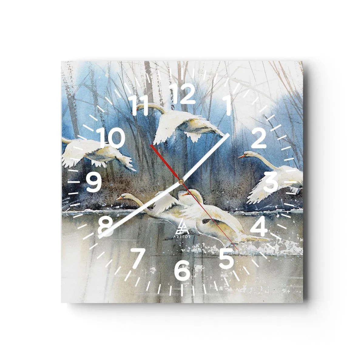 Reloj de pared - Reloj de vidrio - Como en un cuento de cisnes salvajes - 40x40 cm