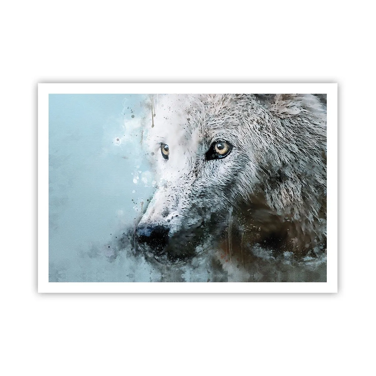 Póster - Retrato en acuarela de un lobo - 100x70cm - Conoce el alma del lobo - Decoración de pared moderna para salón y dormitorio ARTTOR
