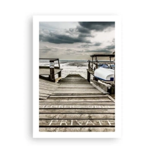 Póster - Muelle de madera sobre el mar - 50x70cm - La playa del norte - Decoración de pared moderna para salón y dormitorio ARTTOR