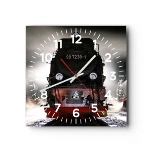 Reloj de pared - Reloj de vidrio - De pie, jadeando y soplando - 40x40 cm