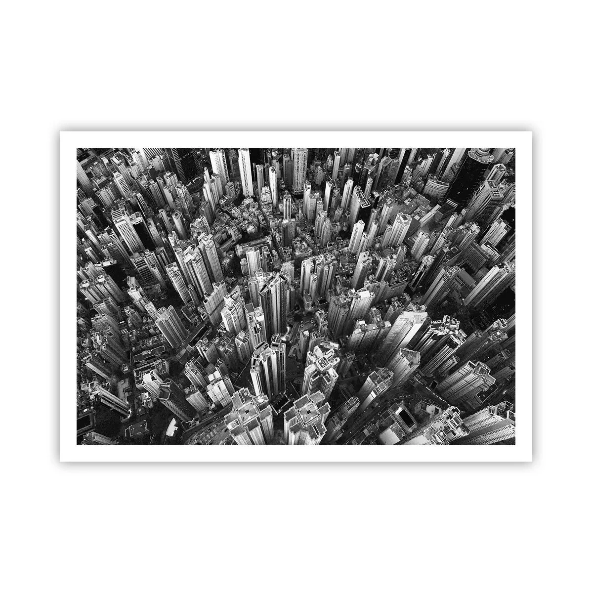 Póster - Vista aérea de la ciudad en blanco y negro - 100x70cm - Cada vez más alto - Decoración de pared moderna para salón y dormitorio ARTTOR
