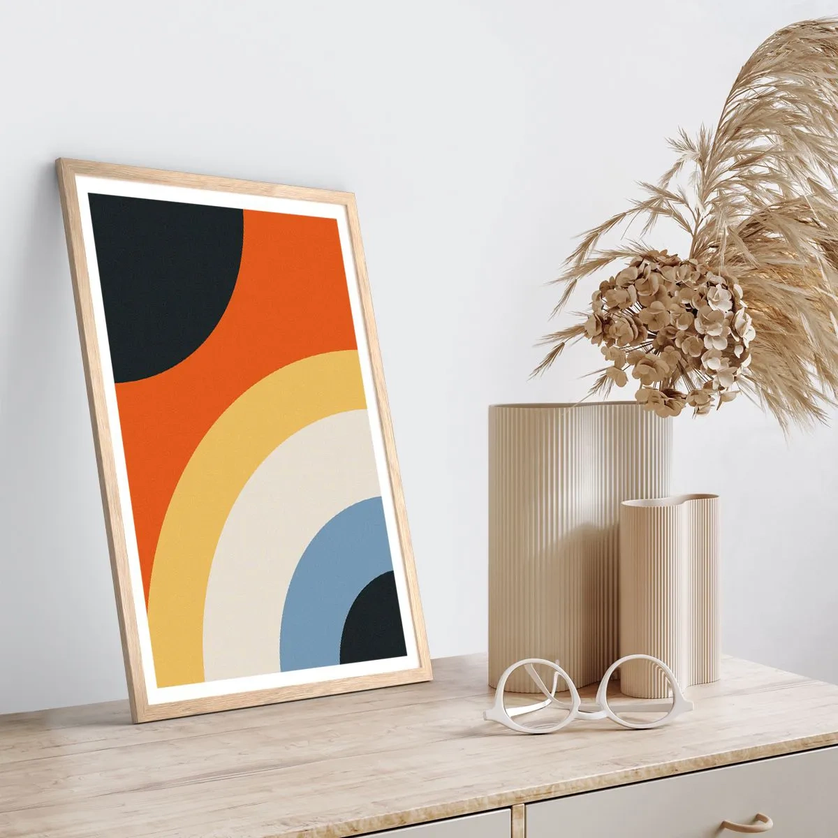 Póster en marco roble claro - Círculo sobre círculo - 30x40 cm