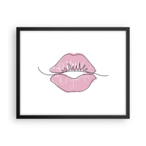 Póster en marco negro - ¿Listo para un beso? - 50x40 cm
