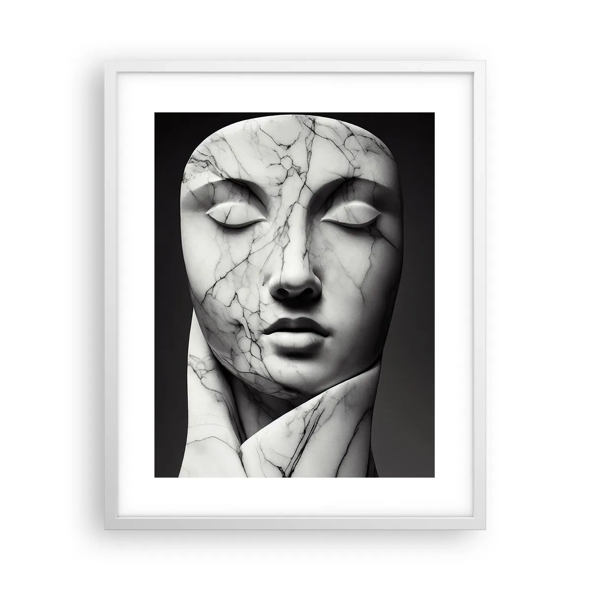 Póster en marco blanco - Formas de mármol - 40x50 cm