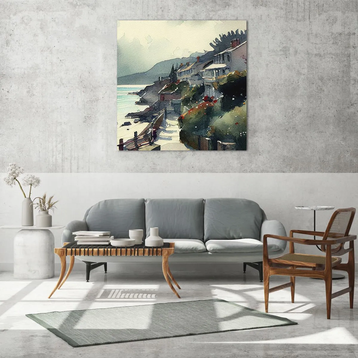 Cuadro sobre vidrio - Impresiones sobre Vidrio - Ciudad mediterránea - 40x40 cm