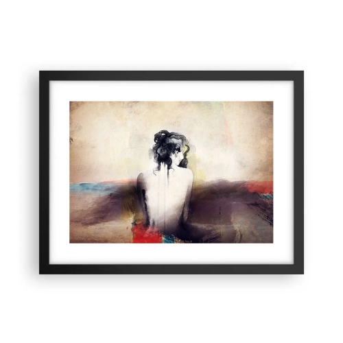 Póster en marco negro - Líneas suaves, formas ovaladas - 40x30 cm