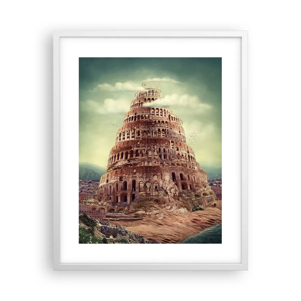Póster en marco blanco - La Torre de Babel - 40x50 cm
