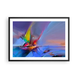 Póster en marco negro - Composición abstracta con colores intensos. - 70x50cm - Como un pájaro - Decoración de pared moderna para salón y dormitorio ARTTOR