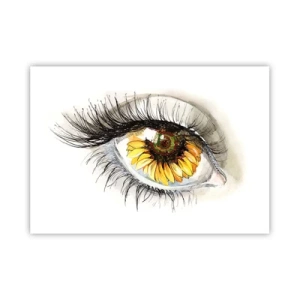 Póster - Ojo artístico con iris en forma de girasol. - 100x70cm - Un aspecto tan caluroso como el verano - Decoración de pared moderna para salón y dormitorio ARTTOR