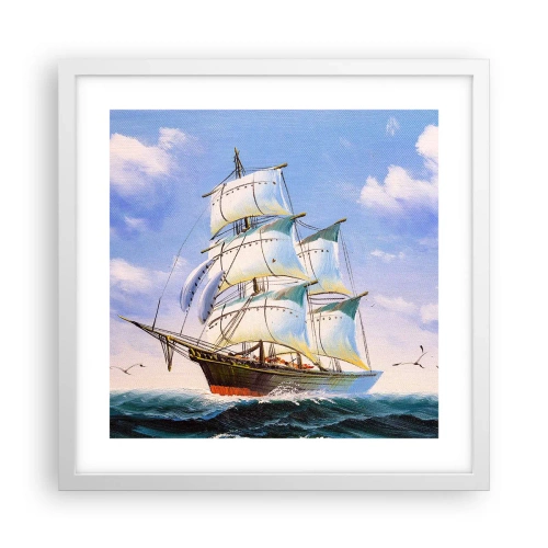 Póster en marco blanco - Orgulloso con el viento - 40x40 cm