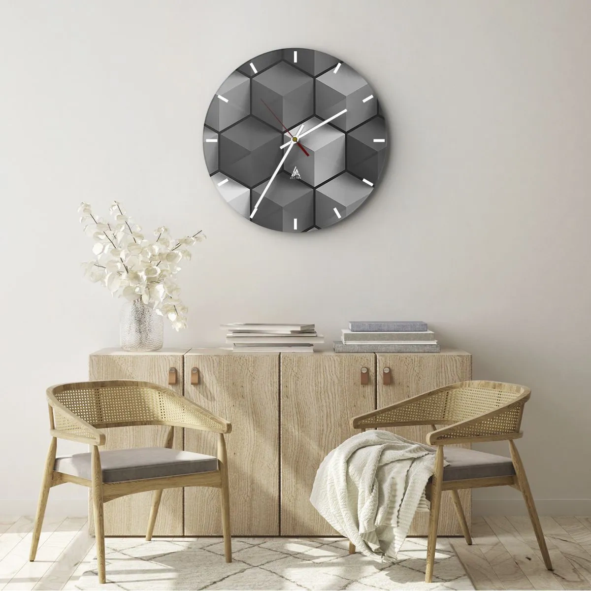 Reloj de pared - Reloj de vidrio - Rompecabezas cubista - 40x40 cm