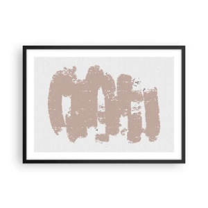 Póster en marco negro - Formas suaves de color rosa sobre un fondo claro - 70x50cm - Abstracción en rosa suave - Decoración de pared moderna para salón y dormitorio ARTTOR