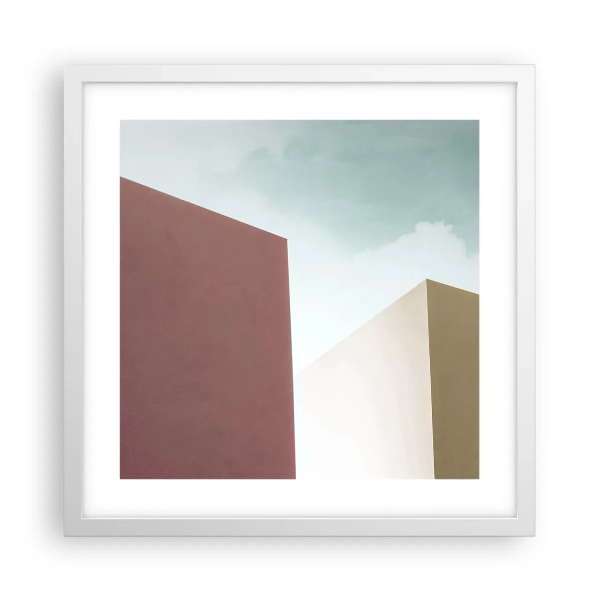 Póster en marco blanco - Geometría de un verano soleado - 40x40 cm