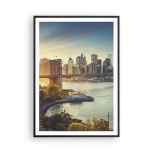 Póster en marco negro - El amanecer de la gran ciudad - 70x100 cm