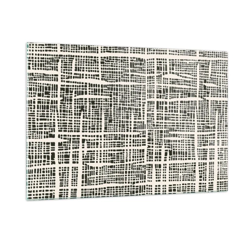 Cuadro sobre vidrio - Impresiones sobre Vidrio - Una abstracción en blanco y negro que se asemeja a una cuadrícula de puntos. - 120x80cm - Composición del tejido - Decoración de pared moderna para salón y dormitorio ARTTOR