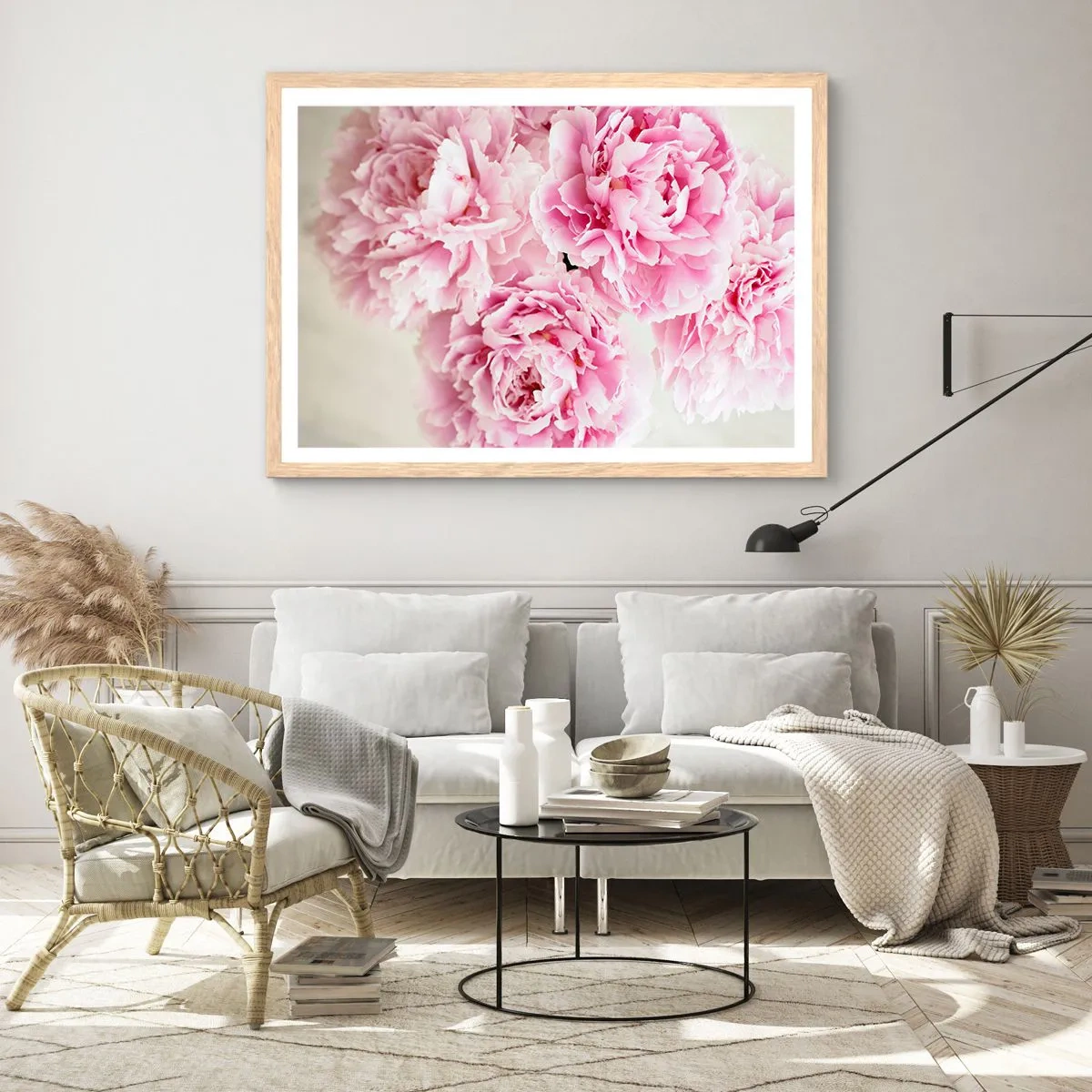 Póster en marco roble claro - En el esplendor del rosa - 50x40 cm