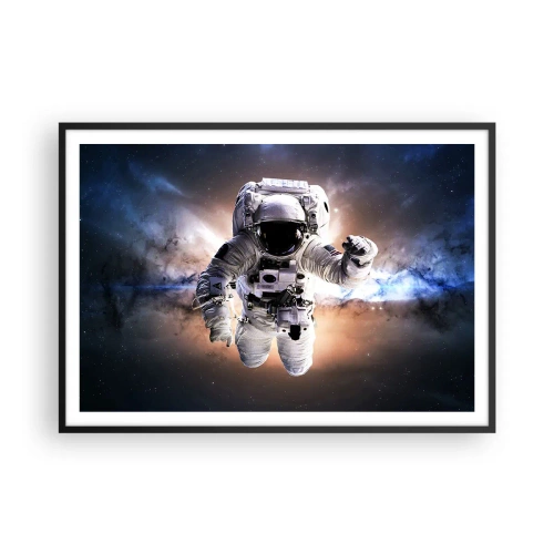 Póster en marco negro - Astronauta en el espacio - 100x70cm - Saludos desde el espacio exterior - Decoración de pared moderna para salón y dormitorio ARTTOR